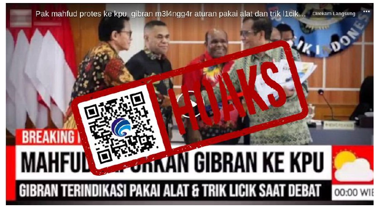 HOAKS, Mahfud MD Laporkan Gibran Rakabuming Raka ke KPU