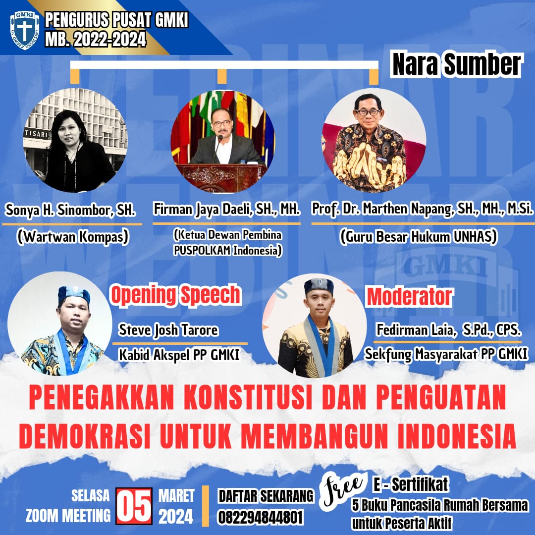 Indeks Demokrasi Menurun PP GMKI Buat Dialog Penegakan Konstitusi Untuk Memajukan Indonesia
