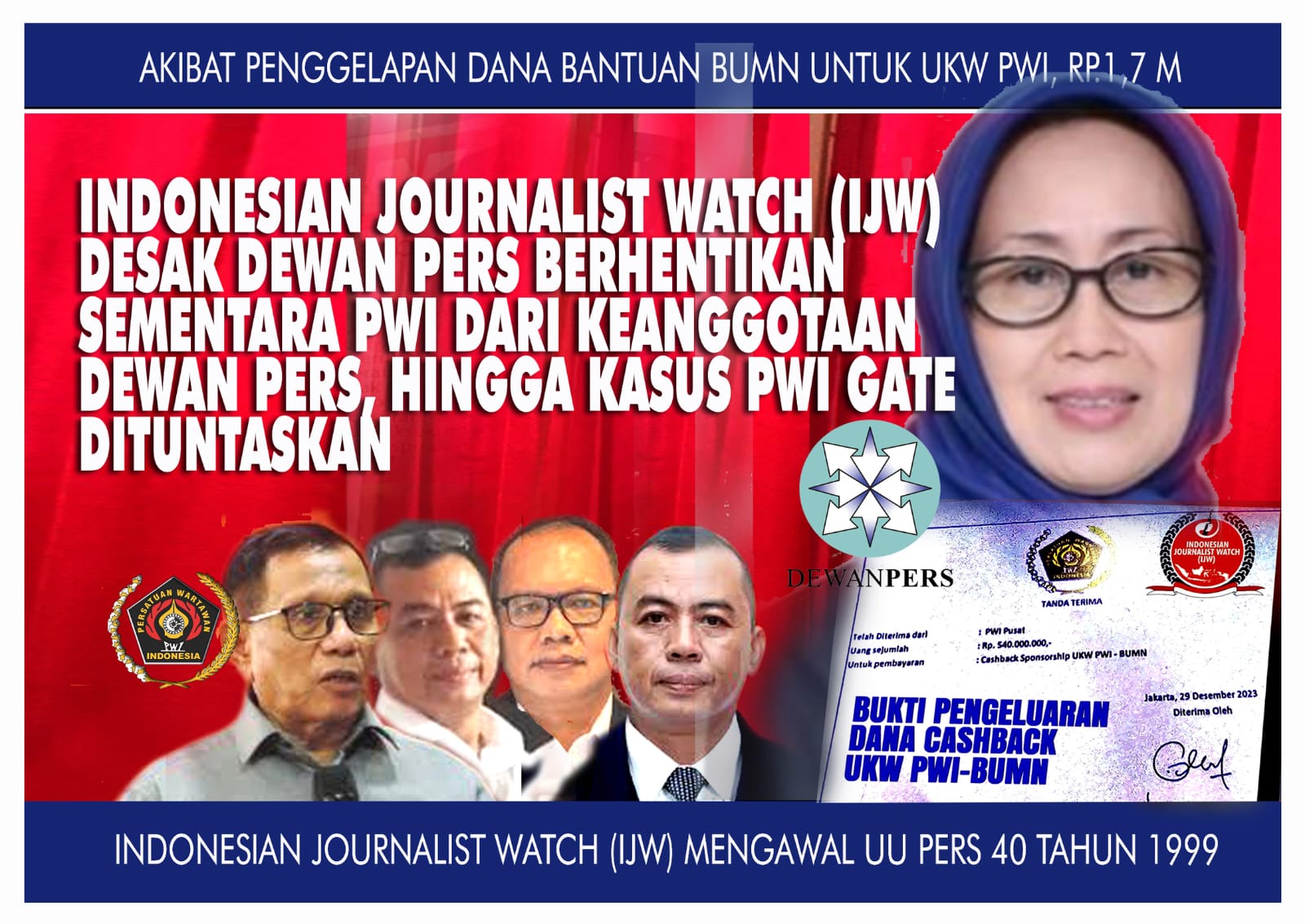 IJW Surati Dewan Pers Untuk Berhentikan Organisasi PWI, Tembusan hingga ke Presiden RI