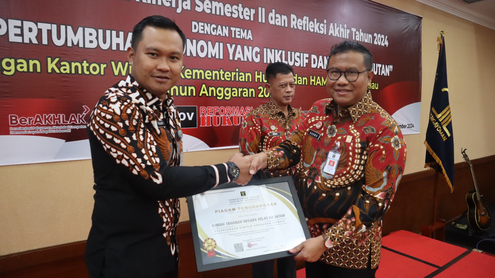 Rutan Kelas IIA Batam Meraih Dua Penghargaan dari Kanwil Kemenkumham Kepri