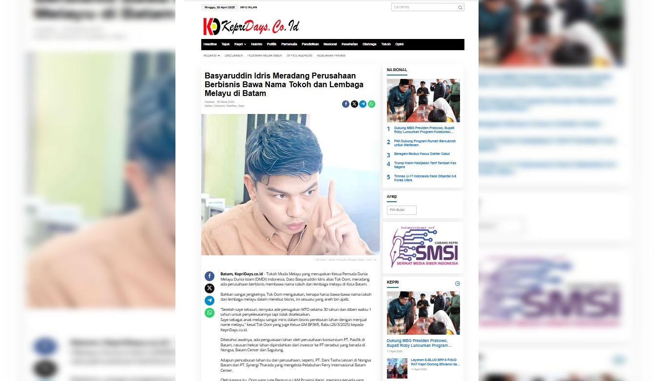 Kuasa Hukum Hotel Purajaya Minta Polda Kepri Segera Periksa Basyaruddin Idris alias Tok Oom