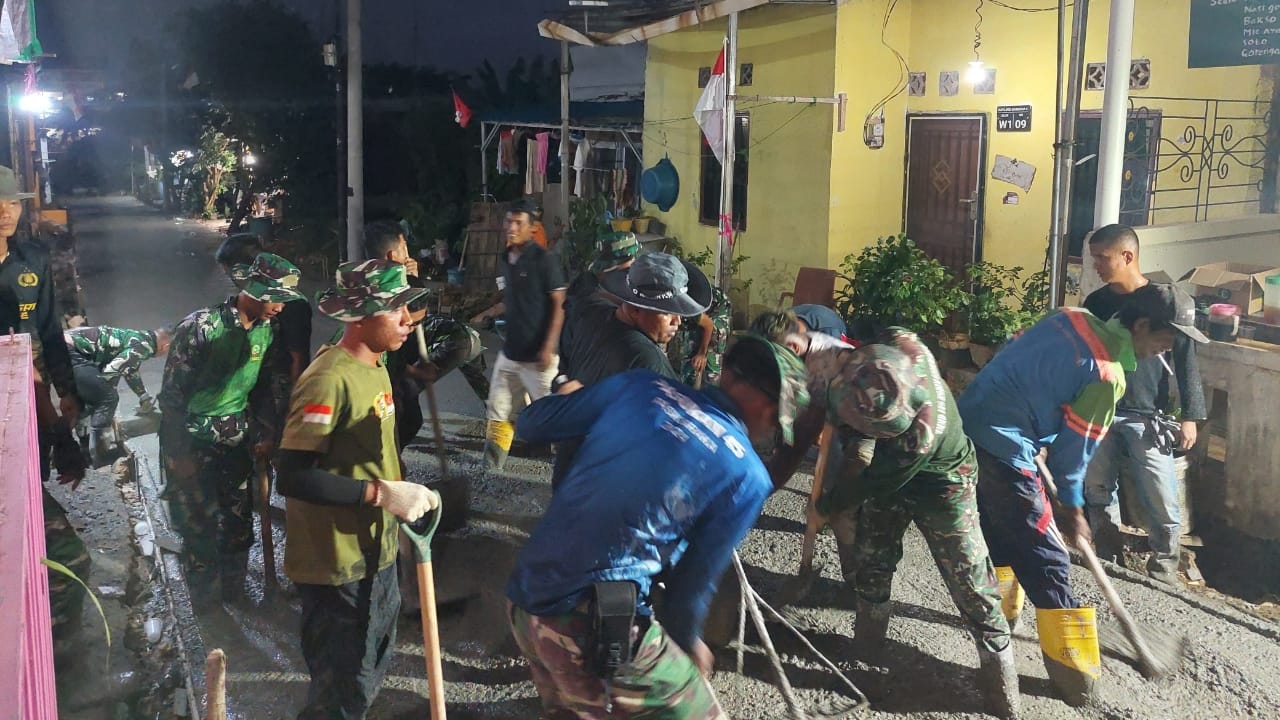 Kejar Target Sasaran Fisik, Satgas TMMD Ke-125 Kodim 0316/Batam Semangat Lembur Hingga Larut Malam