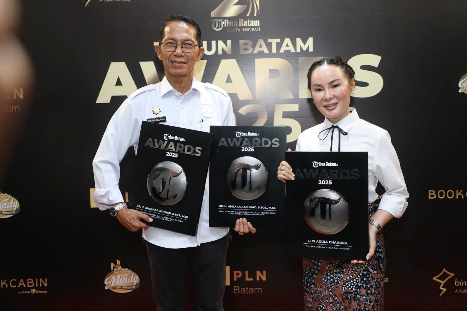 Wali Kota Batam Amsakar Achmad dan Wawako Li Claudia Chandra Dinobatkan sebagai Pemimpin Terbaik