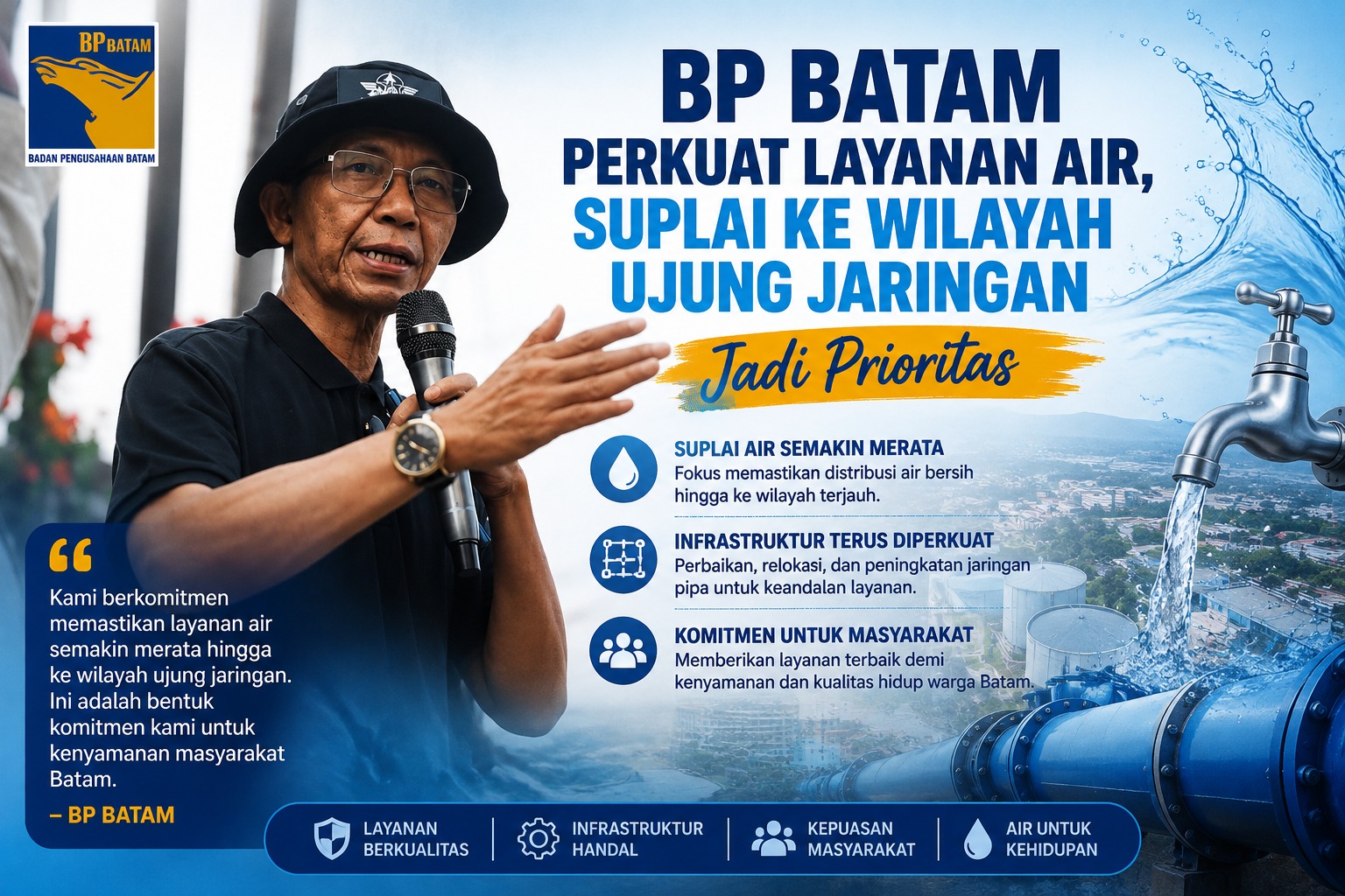 BP Batam Perkuat Layanan Air, Suplai ke Wilayah Ujung Jaringan Jadi Prioritas
