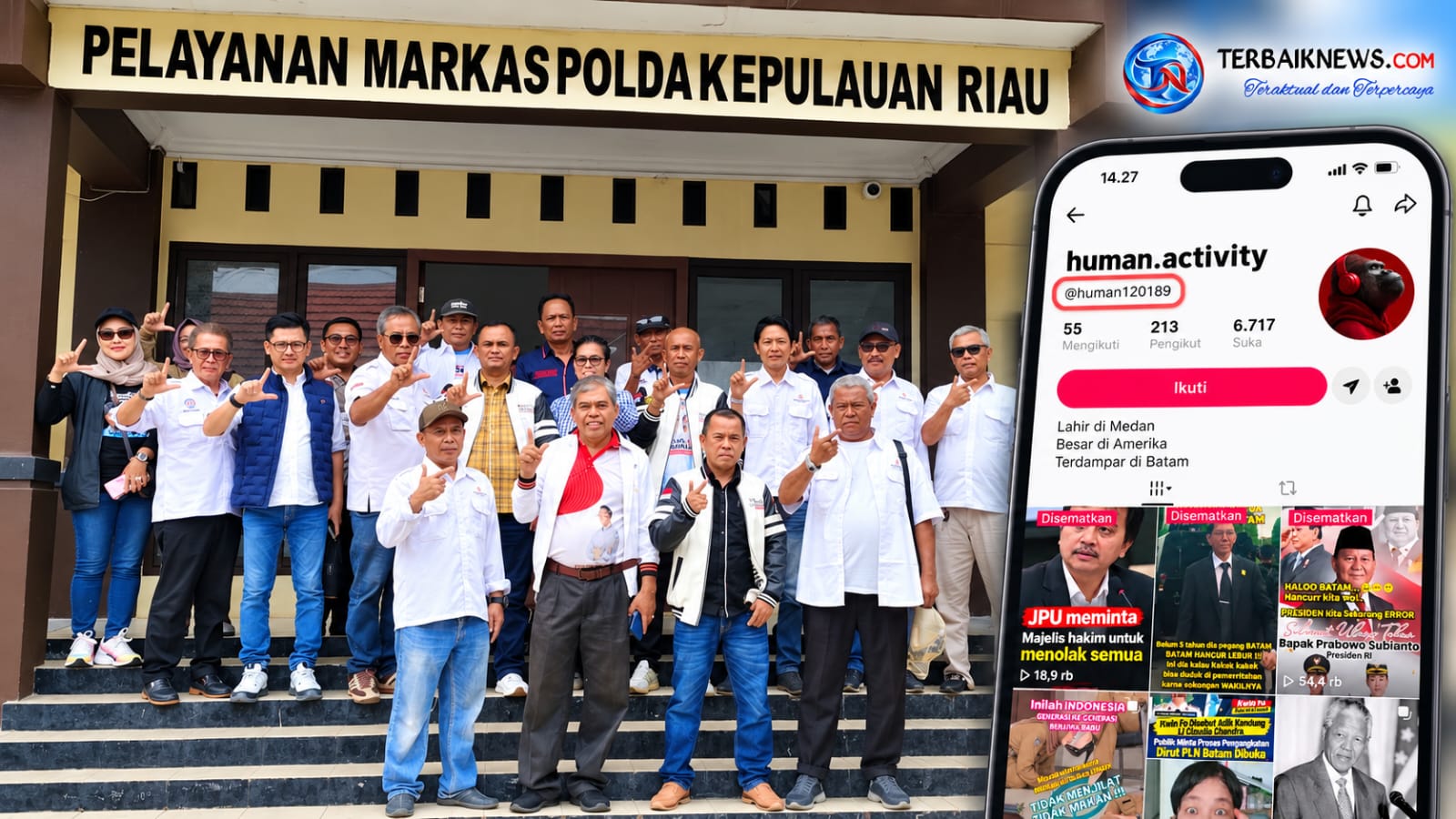 Akun TikTok @human.activity Hilang Usai Relawan ASLI Datangi Mapolda Kepri