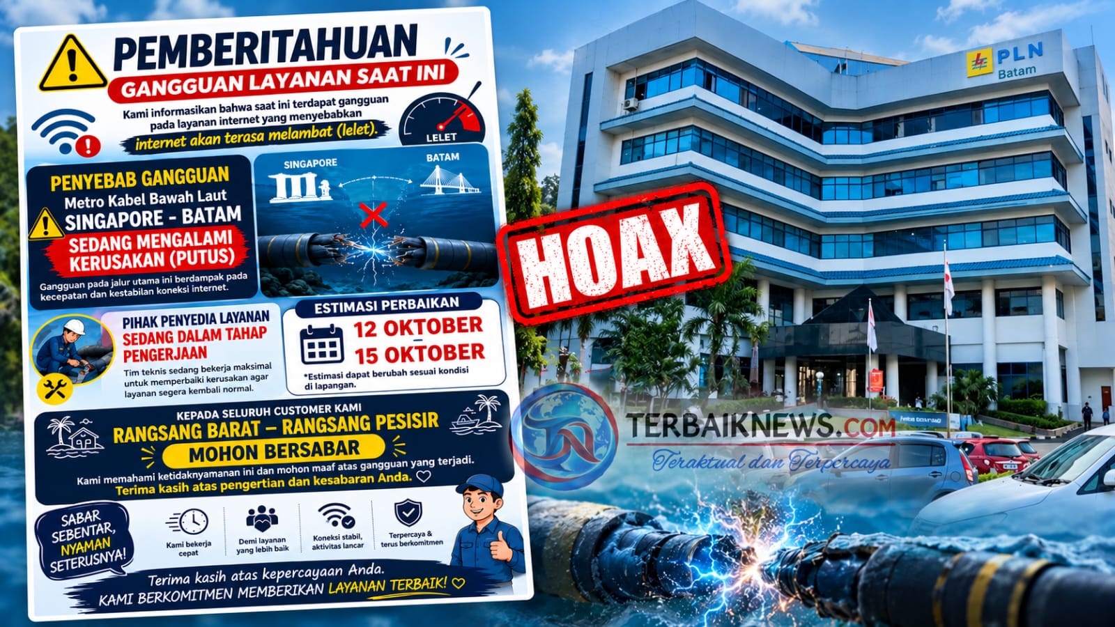 Awas Hoaks! PLN Batam Bantah Kaitan Gangguan Internet Singapura–Batam dan Estimasi Perbaikan 12–15 Oktober