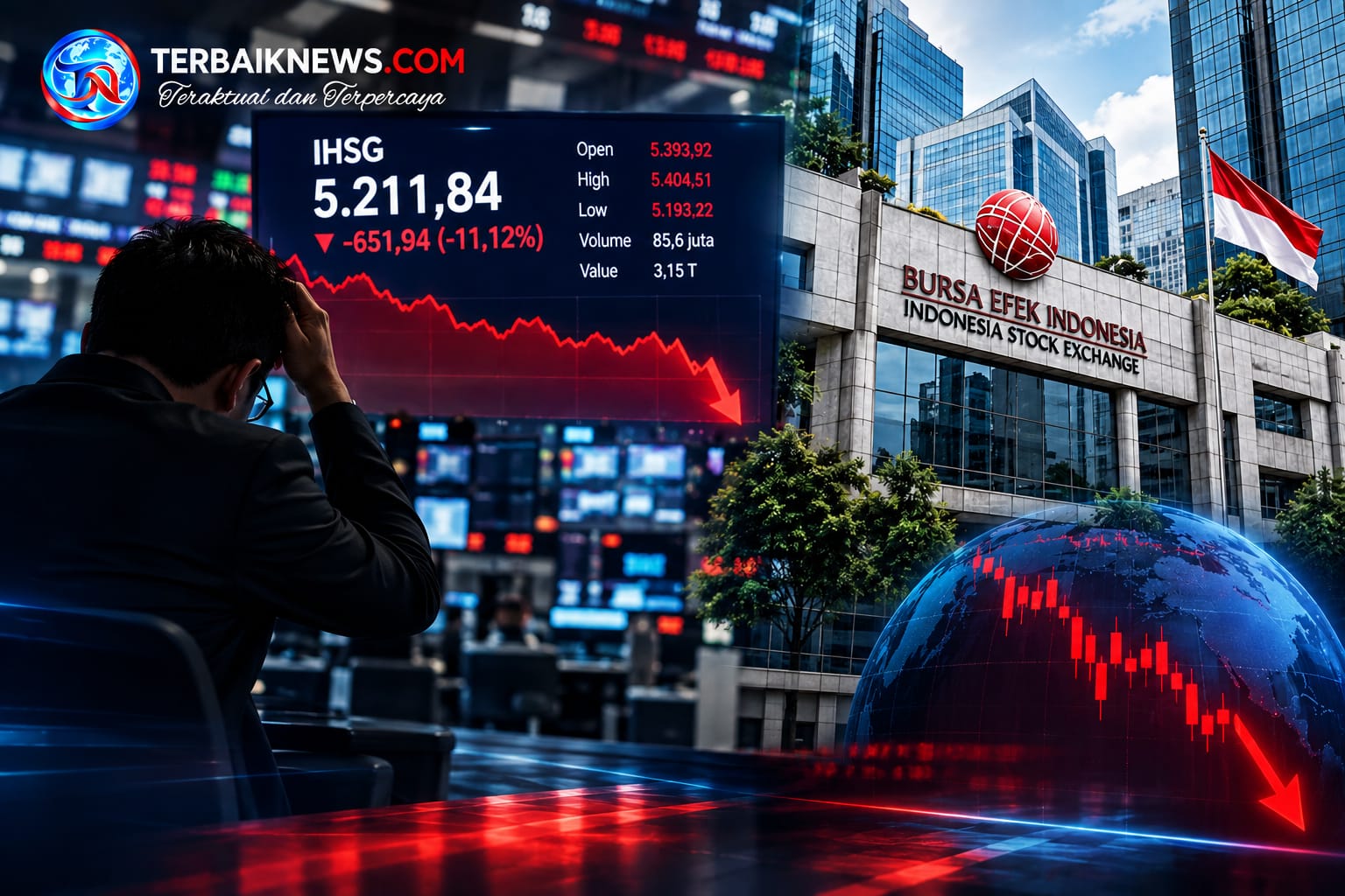 Breaking! IHSG Ambruk 11,12% ke 5.211, Pasar Saham RI Terguncang