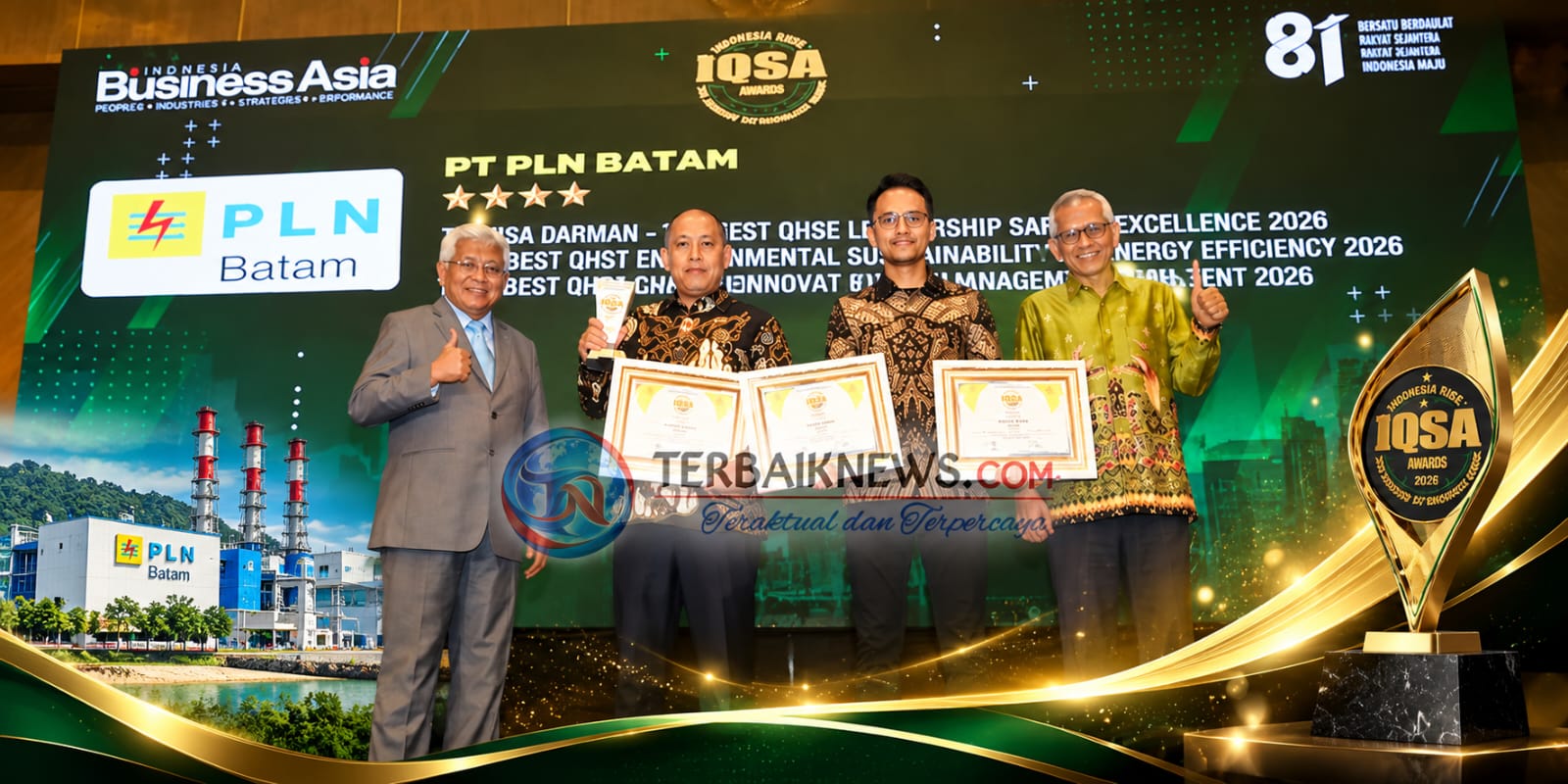 PLN Batam Raih 3 Penghargaan IQSA Awards 2026, Inovasi Digital dan Keselamatan Kerja Jadi Sorotan